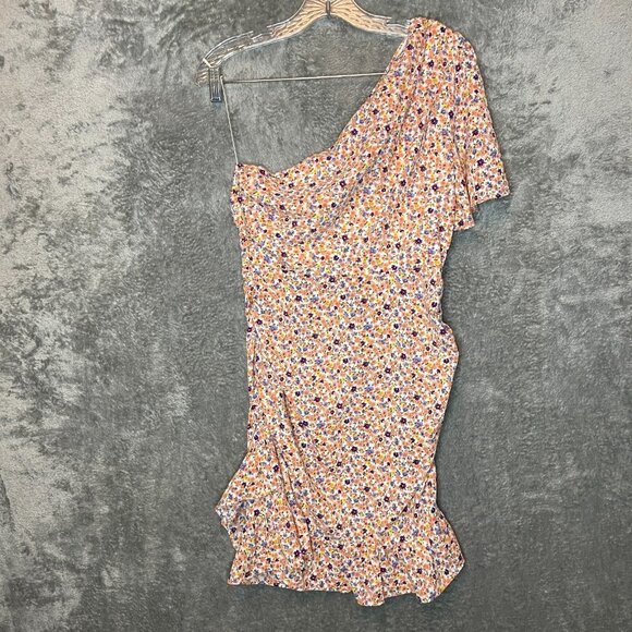 Lush Women Colorful Ditzy Floral Fairy Bloomcore Asymmetrical Mini Dress M NWT - Picture 2 of 13